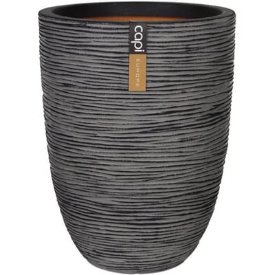 Capi Europe - Vaas elegant laag Rib NL - 46x58 - Antraciet - Opening Ø38 - Bloempot voor binnen en buiten - Levenslang garantie - Breukbestendig - 100% Recyclebaar - CO2 Neutraal geproduceerd - KOFZ783