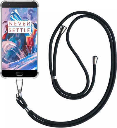 Telefoonhoesje Geschikt voor OnePlus 3 Transparant ShockProof met Afneembaar Universeel Telefoonkoord - Cover Case Siliconen ShockProof with Lanyard - Smartphonica geschikt voor OnePlus 3