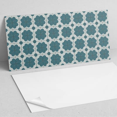 Coloray Wandpanelen Zelfklevend - Bloemmotieven in het arrangement. PVC Wandpaneel - 100 cm x 50 cm - Turkoois Wandbekleding Zelfklevend - 1 stuk - Mozaïeken Wandpanelen Zelfklevend - Wandbord Keuken - Wandpaneel Badkamer