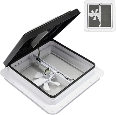 Dakluik Camper - Ventilatie Raam - Ventilatie Caravan - Anti-Muggen Scherm - 35 x 35 cm - Zwart Wit