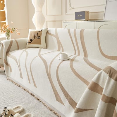 Premium Bank Handdoekhoes Universele Pasvorm Antislip Kussenbeschermer Hoogwaardige Stof voor Alle Banken 180*130cm white