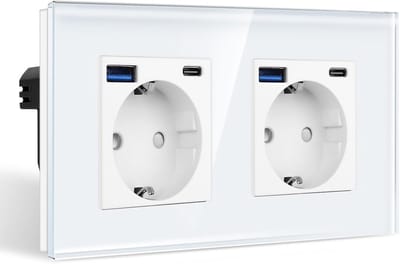 Inbouw stopcontact dubbel met 4x USB-aansluiting (Type-C & USB-A)