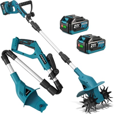 Yofidra Accu Grondfrees - Draadloze motorhak - 1200 tpm Tuinfrees - met 2x 4.0 Ah Accu's & 2x Grondfreesbladen - 15 cm werkdiepte - 20 cm werkbreedte