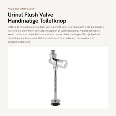 Dailygoods- Urinaalspoelklep Handdrukknop - Zinklegering - Waterbesparend - Verstelbare Afsluiter - Eenvoudige Installatie - Roestbestendig - Toiletknop