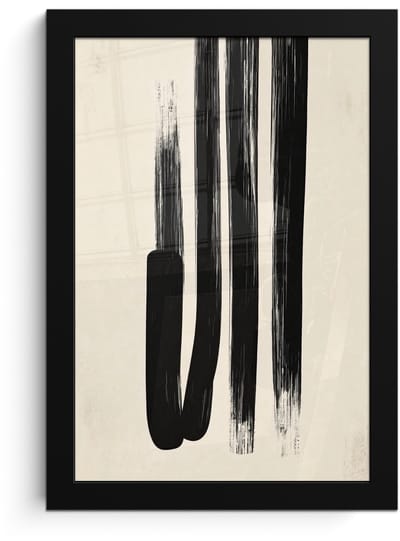 Poster in lijst - Fotolijst 20x30 cm - Posters - Penseelstreken - Verticaal - Zwart - Posterlijst zwart - Decoratie - Wanddecoratie woonkamer - Muurdecoratie slaapkamer