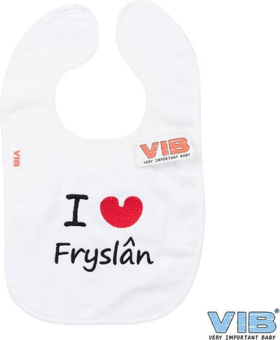 VIB® - Slabbetje Luxe velours - I LOVE Fryslân (wit) - Babykleertjes - Slabbetjes - zwangerschap aankondiging - baby aankondiging