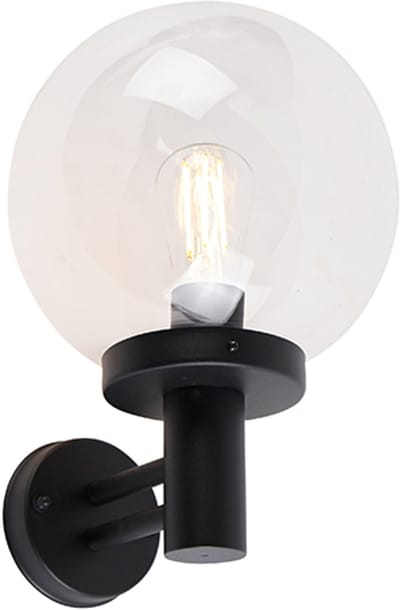 QAZQA sfera - Moderne Wandlamp voor buiten - 1 lichts - D 270 mm - Zwart - Buitenverlichting