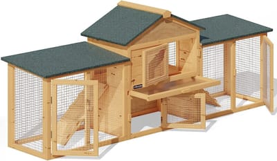 Mara Luxe Konijnenhok - 2 Verdiepingen - Variabel Plaatsbaa - Konijnenhok - Kleine dieren - Bruin - Hout - 204 x 45 x 84 cm