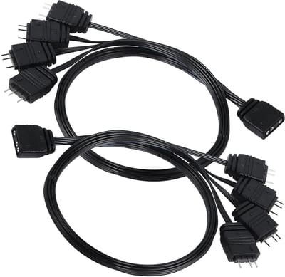 2 x ARGB 5V splitter kabel, 1 vrouwelijke naar 4 mannelijke poorten, 3 pin hub verlengkabel voor ARGB LED-strips en ventilatoren, RGB verlichting accessoires