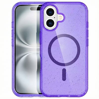 imoshion Hoesje - Geschikt voor Apple iPhone 16 - Sparkle Backcover geschikt voor MagSafe - Glitter Paars