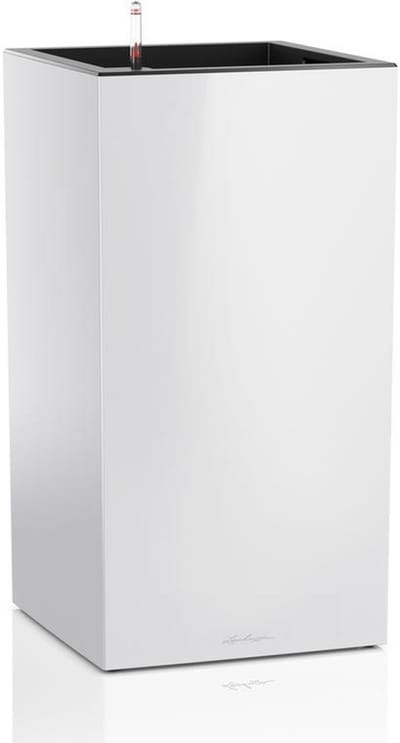 LECHUZA CANTO Premium 40 high - Plantenbak - met uitneembare binnenbak - met bewateringssysteem - ALL-IN-ONE set met LECHUZA-PON - wit hoogglans