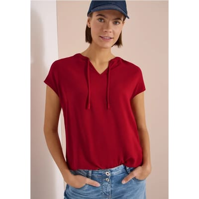 Blouse met korte mouwen en structuurmix