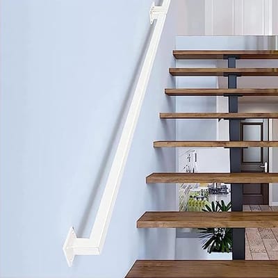 Metalen trapleuning - Handgreep muur - Veilig traplopen - Stevig smeedijzer - 280 cm lengte - Wit