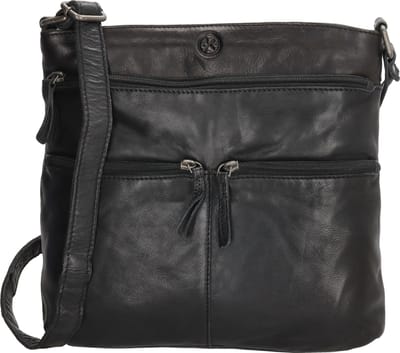 Hide & Stitches Paint Rock Crossbody Schoudertas - 100% Leder - Leren Dames Tas - Zwart