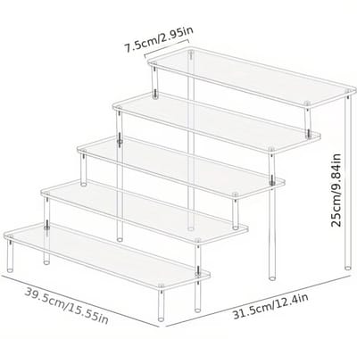Flavers - make up organizer - 40 cm display riser rek, 5 layer acryl riser displaystandaard, tafelrek voor make-uptafel, cupcake, parfum, skincare, cosmetica, sieradenstandaard, display standaard, presentatie standaard,