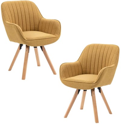 Meubles Cosy Draaibare eetkamerstoelen - Set van 2 Stoffen zitting 360° draaifunctie - Geel