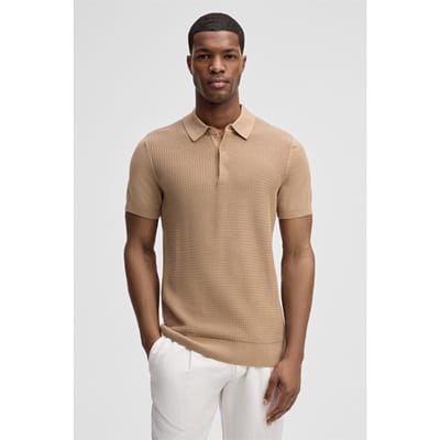 Gebreide polo Adrian, beige gestructureerd