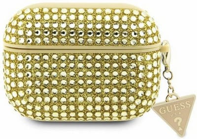 Guess Rhinestones Triangle Logo Airpods Case - Apple Airpods Pro 2 (2e Gen) - Goud