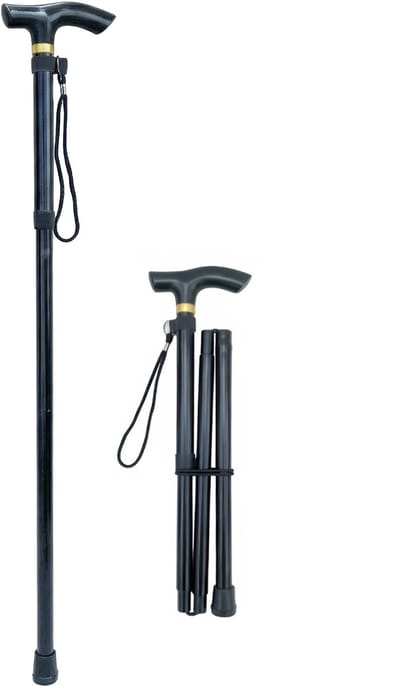 Wandelstok - Opvouwbaar - Wandelstok Verstelbaar - Polsbandje - Ergonomisch Handvat - Loopstok - Zwart