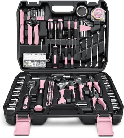 REN® Gereedschapskoffer Gevuld - Gereedschapskoffer Gevuld - Gereedschapkoffer Gevuld - voor mannen en vrouwen - Roze - 10cm x 31cm x 41cm