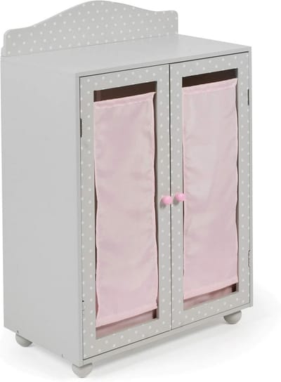 Poppenkledingkast van Hout - Ruimte voor Poppenaccessoires en Meubels, Grijs