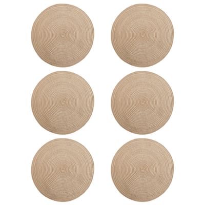 QTTVBTNA - Ronde geweven placemats - Hittebestendig - Ideaal voor Tafelbescherming - antislip - Gevlochten Onderleggers - Dia 30 cm - Bruinen - 6 stuks