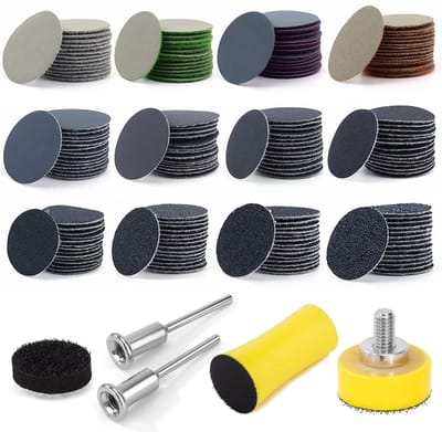 Dailygoods- Schuurschijven 25 mm - Schuurpapier Rond - Schuurpads voor Metaal/Hout/Auto - 185 Stuks - Fijn Schuurpapier