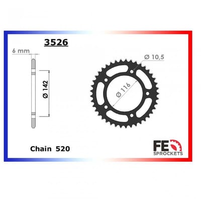 Couronne de transmission France Equipement pour Scooter Yamaha 560 T-Max 2021 à 2022 37 dents pas 520 Neuf