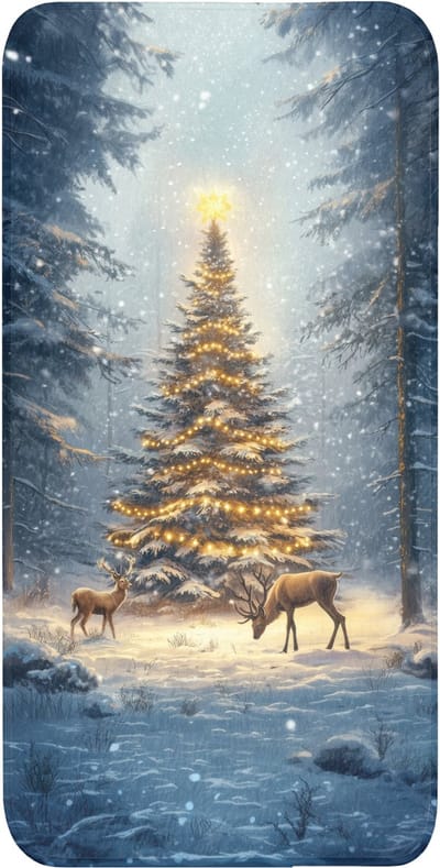 WC mat 60x120 cm - Antislip - Kerstlicht - Woud - Hert - Donker - Toiletmat - Vloermat - Douchemat - Toilet tapijt - Toiletmatten