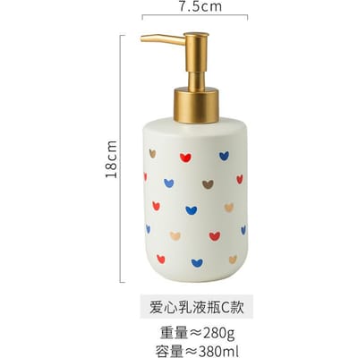 Leuke Zeepdispenser met Hartjesprint Keramische Badkameraccessoires Handdesinfectiemiddel Shampoo Bodywash Lotion Navulbare Pompfles white