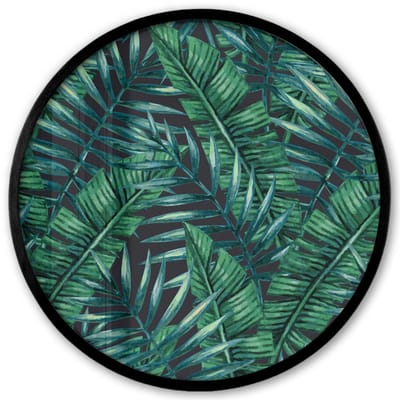 Poster in lijst Rond - Fotolijst 40x40 cm - Posters - Bladeren - Jungle - Tropical - Ronde posterlijst zwart - Decoratie - Wanddecoratie woonkamer - Muurdecoratie slaapkamer