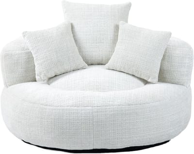 Comfortabele Zitzak - Relaxstoel met rugleuning - Ontspannen Zitten - Hoge rug en armleuningen - Groot formaat - Beige Chenille