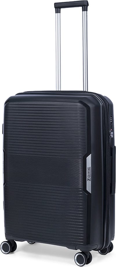 TravelZ Swinger middenmaat koffer 67cm met Expander- Sterke Lichtgewicht Trolley 75 ltr met TSA-slot - Zwart