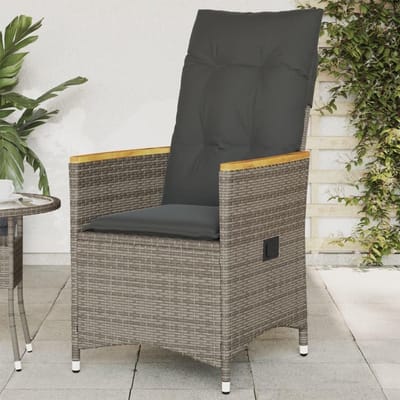 Tuinstoel met kussen - Relaxstoel buiten - Buiten ontspannen - Verstelbare rugleuning - 59 x 56 x 92 cm - Grijs