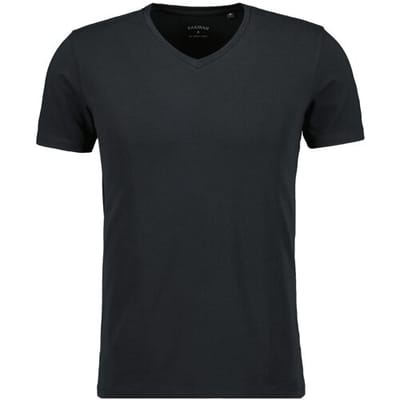 Ragman T-Shirt V-Neck Uni Color Body Fit Cotton Stretch Zwart / male