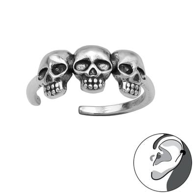 Zilveren skull ear cuff | doodskop oorklem dames zilver | Zilverana | Sterling 925 Silver | zilveren oorbellen dames