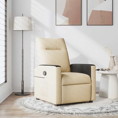 vidaXL - Fauteuil - verstelbaar - stof - crèmekleurig