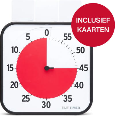 Time Timer® Large 30x30cm - WIT MET RODE SCHIJF voor kinderen- Inclusief Whiteboard Kaarten - Visuele Countdown Timer - Tijdmanagement Tool - school, thuis, kantoor - optioneel alarm met sterkte regelaar