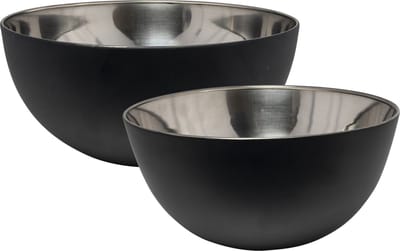 Svenska Living Voedsel serveer schalen set - 2x stuks - metallic zwart - RVS - Dia 19/23 cm - keuken