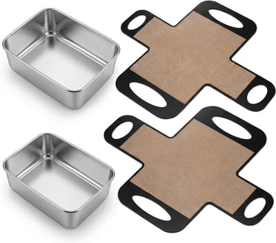 Set van 4 Rechthoekige Broodbakvormen van Roestvrij Staal met Anti-aanbaklaag en Bakmat, 23 x 15 x 7 cm, Ideaal voor Vers Brood en Gebak