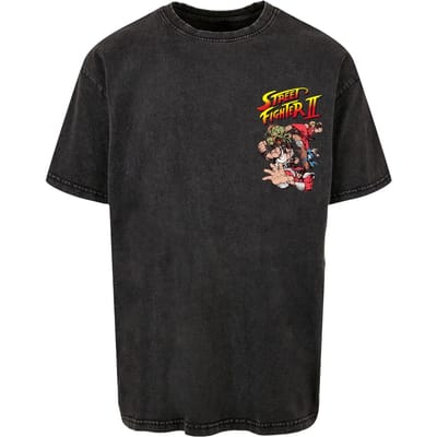 Merchcode Streetfighter - Streetfighter II Roster Oversize Heren Tshirt - M - Zwart