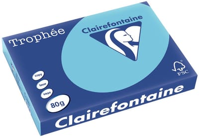 Clairefontaine Trophée Pastel, gekleurd papier, A3, 80 g, 500 vel, helblauw 3 stuks
