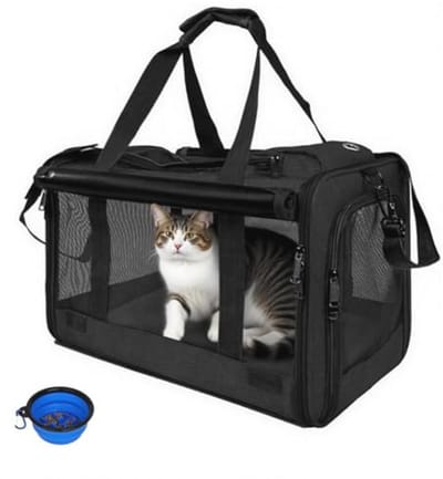 SnelShoppen - Opvouwbare Transportbox voor Kat en Hond - Draagbare Huisdierendrager met Uitneembare Mat en Ademende Mesh - Ideaal voor Reizen, Wandele
