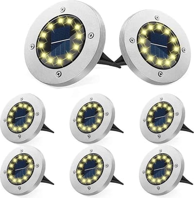 Vloerlampen op zonne-energie voor buiten - Tuinverlichting solarlamp spot - Gazon looppad zwembad terras - Set van 8 - 12 leds met upgrade zonnepaneel tuinverlichting op zonneenergie