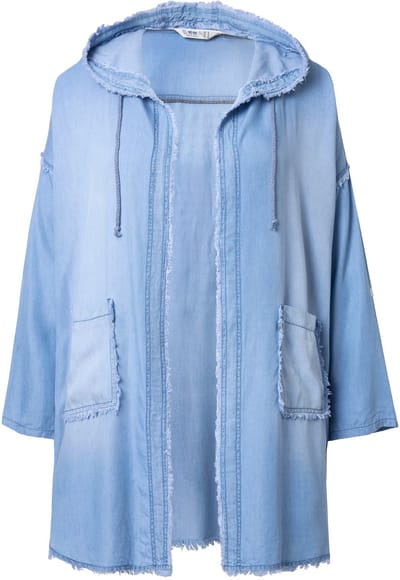 Angel of Style - Dames - Jasje zachte jeanslook capuchon rugprint - Licht blauw denim - Maat 48