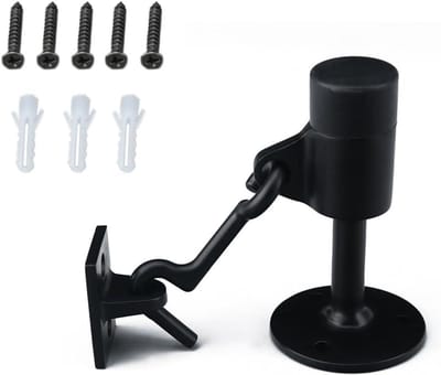Deurstopper met Haak - Deurhouder Deurvastzetter - Deuren Openhouden - Geluiddempend Rubber - Roestvrij Staal - Zwart