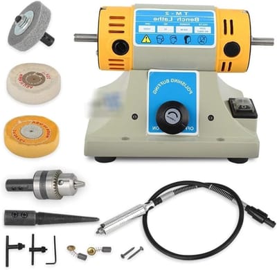 Polijstmachine Tafelmodel - Slijpmachine Edelstenen - Sieraden Maken - Twee Stations - 350W - Grijs
