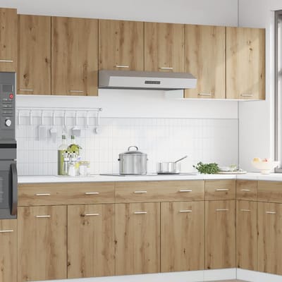 vidaXL - Bovenkast - Lyon - 80x31x60 - cm - bewerkt - hout - artisanaal - eikenkleur