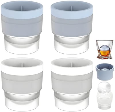 Dailygoods- IJsbalvorm - 4 Stuks - Grote IJsblokjesvormen - Ruimtebesparend Ontwerp - Voedselveilig - Vaatwasmachinebestendig - Ijsblokjesvorm