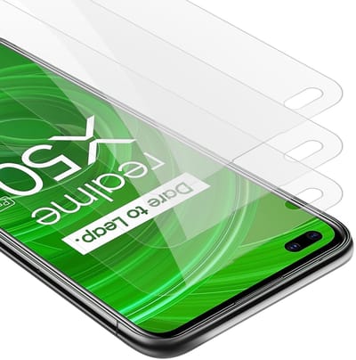 Cadorabo 3x Screenprotector geschikt voor Realme X50 PRO - Beschermende Pantser Film in KRISTALHELDER - Getemperd (Tempered) Display beschermend glas in 9H hardheid met 3D Touch